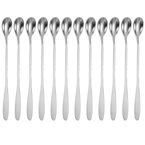 Intirilife Dessertlöffel Edelstahl 19 cm 12er Set lang silber