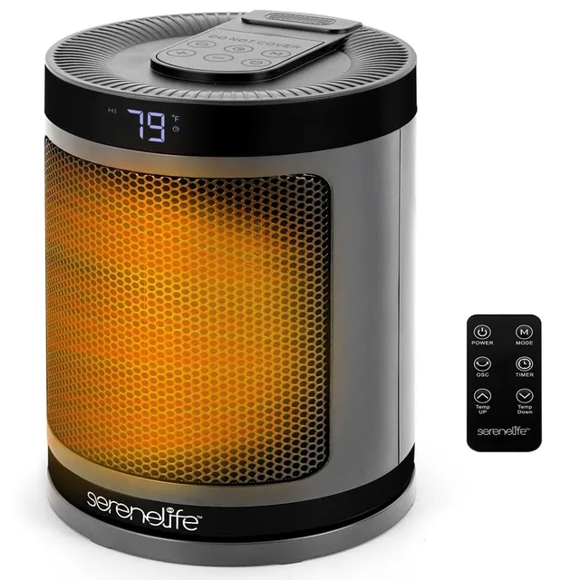 Serenelife Heater Keramik Heizlüfter 1500W Grau Thermostat