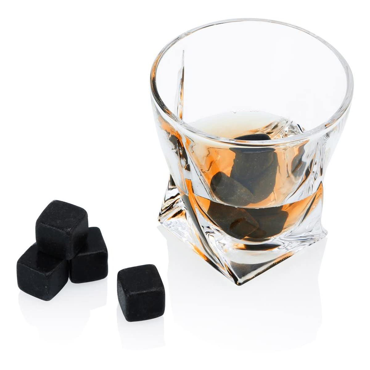 Intirilife Whisky Steine Granit grau 9 Stück 2x2 cm