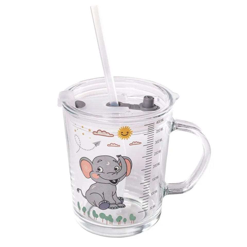 Intirilife Küche Kinder Trinkbecher Elefant 400 ml transparent
