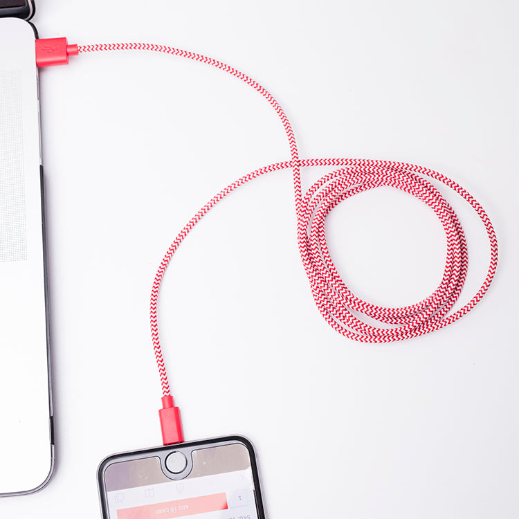 Kikkerland Chevron Cotton Ladekabel Apple MFi Stoff