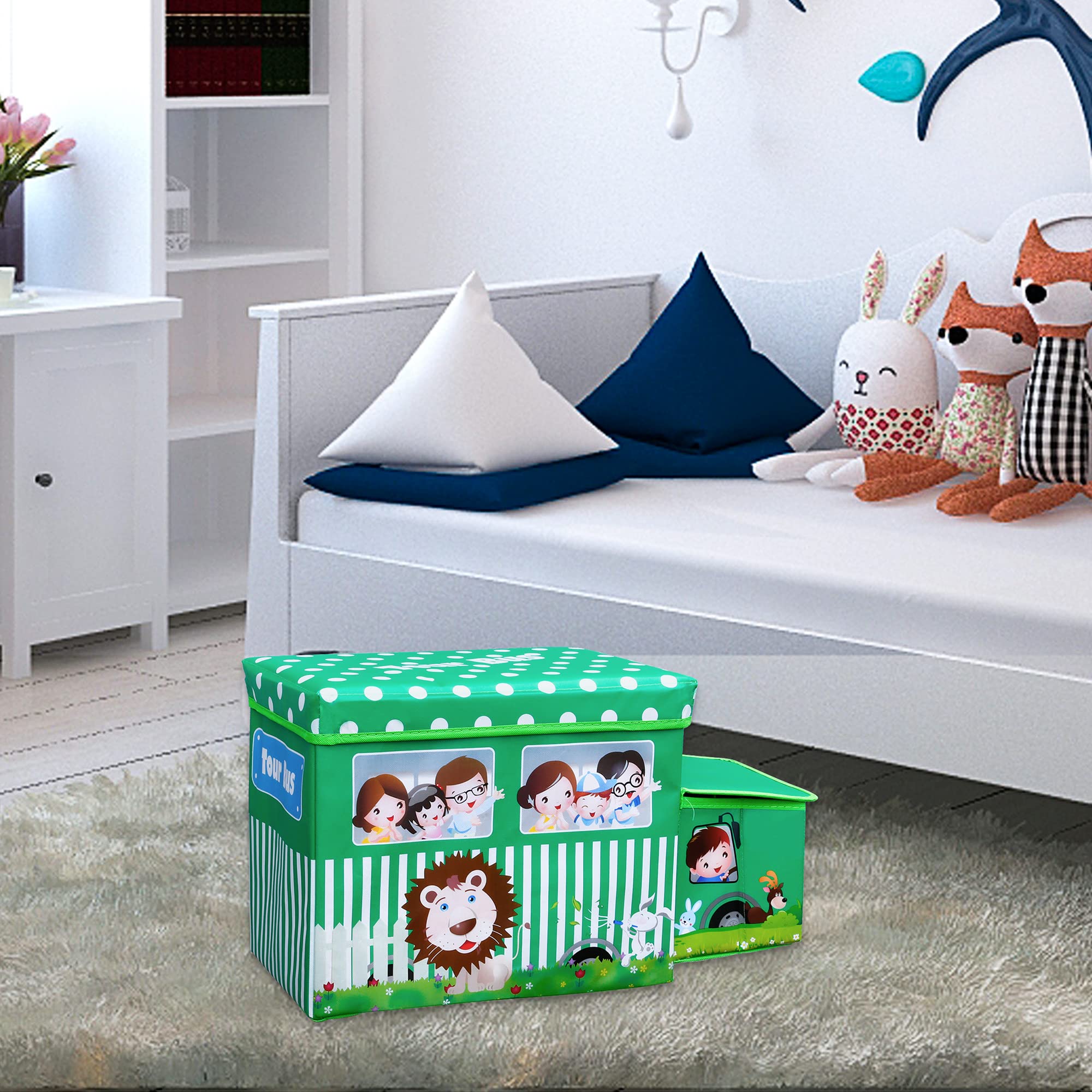 Intirilife Sitzhocker Sitzbank Tour Bus 55x31x26cm Kunstleder
