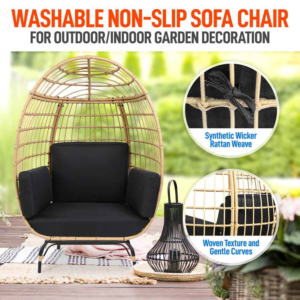 Serenelife Furniture SLEGFB64 Eiersessel Schwarz wetterfest