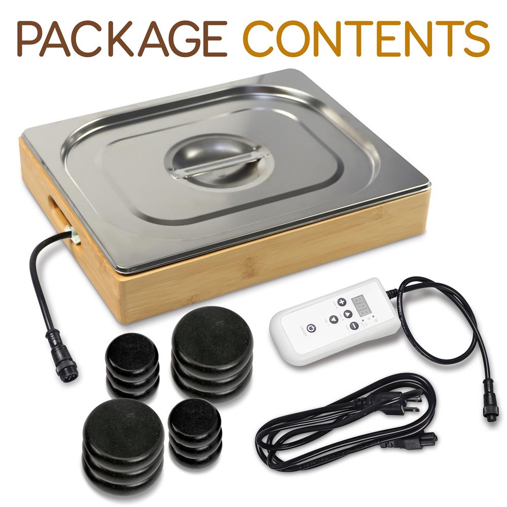 Serenelife Massage Hot Stone Massageset Basalt 12 Steine