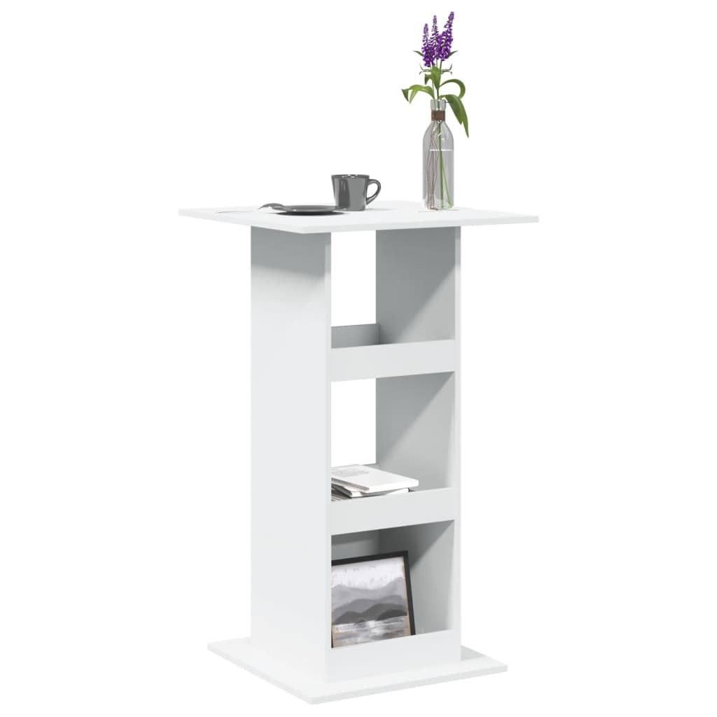vidaXL Bartisch Weiß 60x60x102cm mit Ablagen Holzwerkstoff
