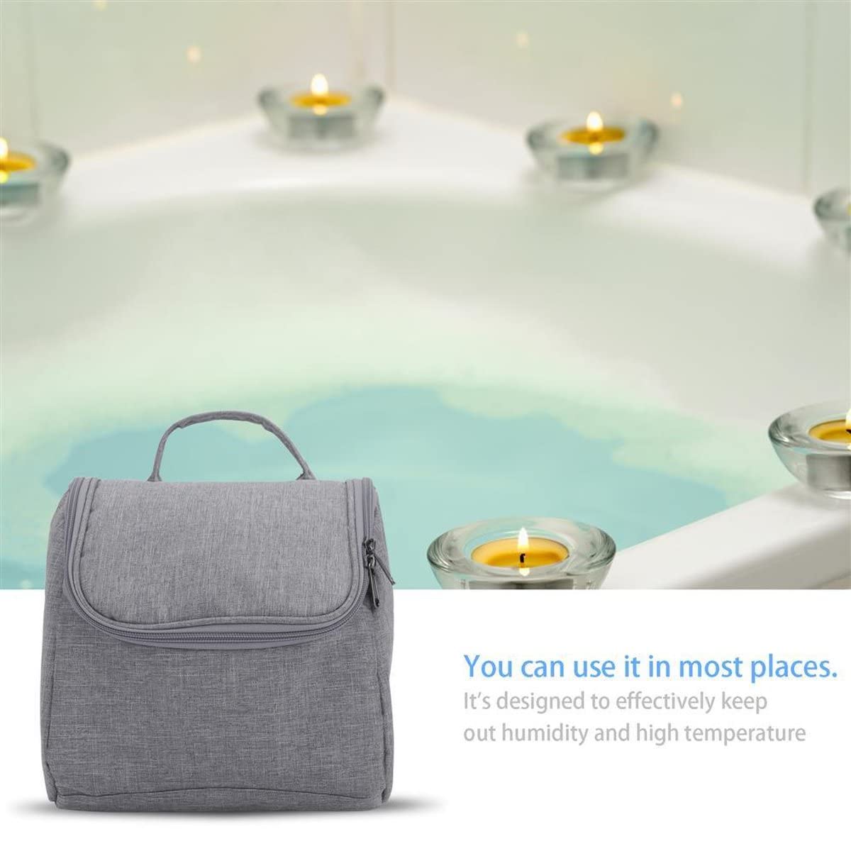 Intirilife Reise Kosmetiktasche Grau 21x9x21 cm Oxford