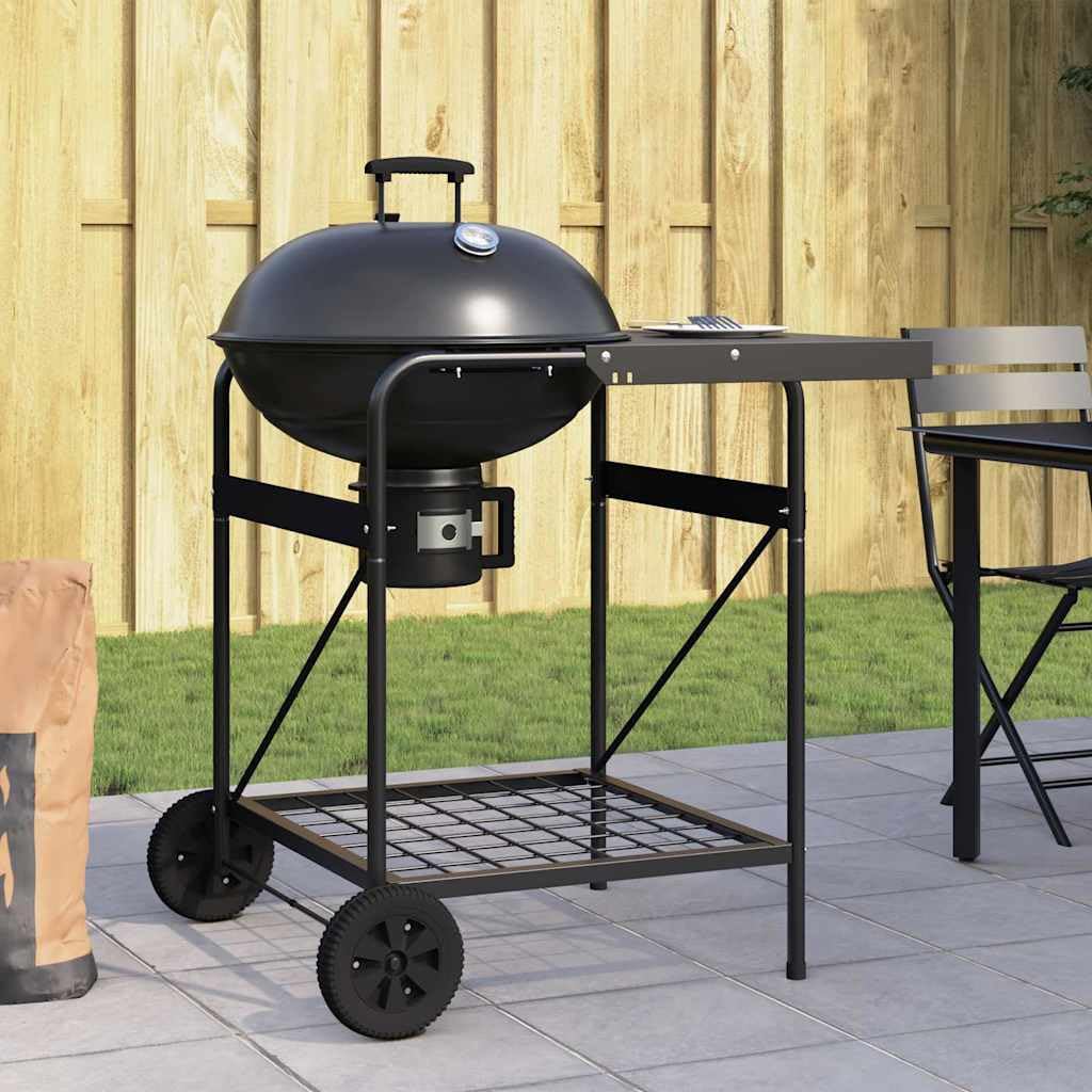 vidaXL Outdoor Grill Schwarz 91x71x107 cm Metall Rollen