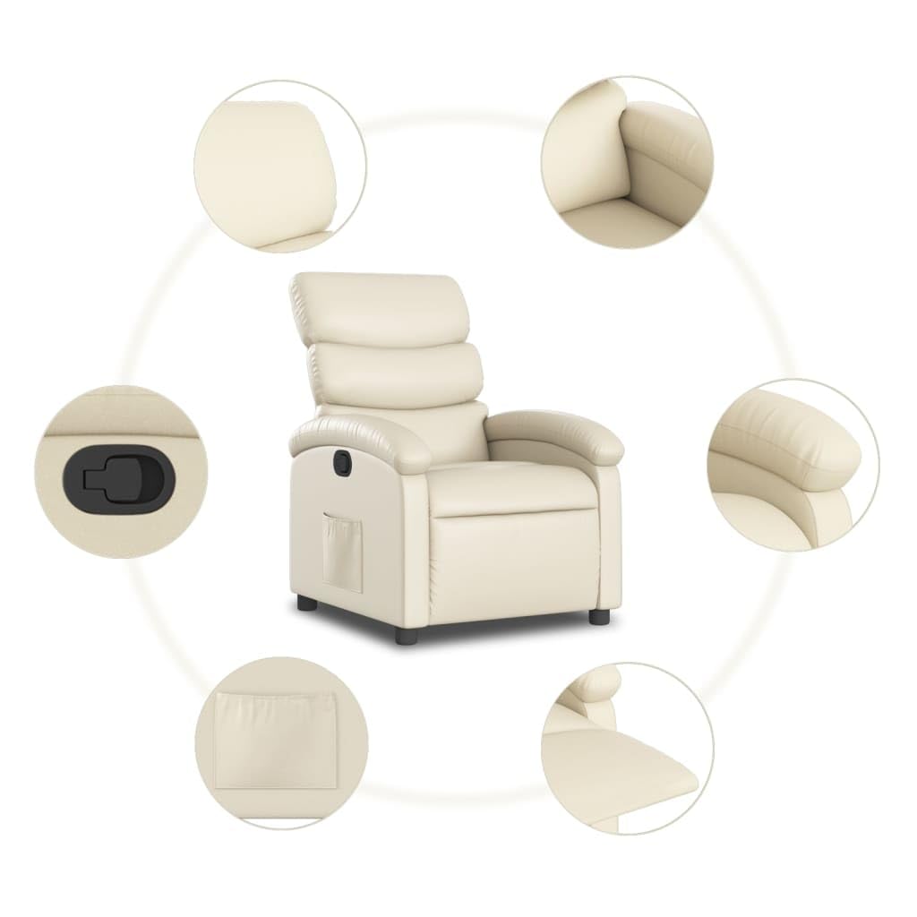 vidaXL Möbel Relaxsessel Creme Kunstleder Liegefunktion