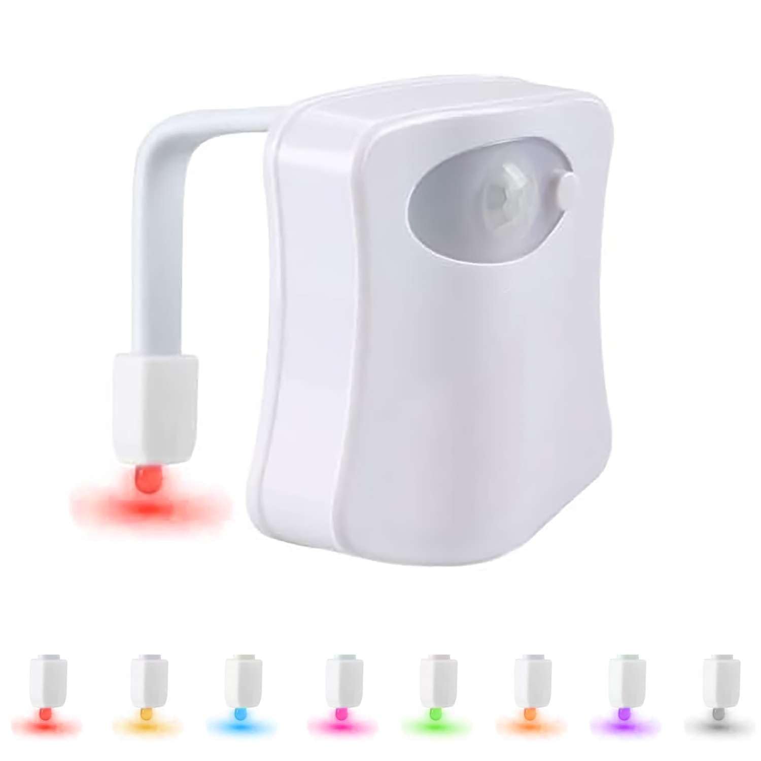 Intirilife Bad LED Toilettenlicht Weiß Bewegungsmelder 8 Farben