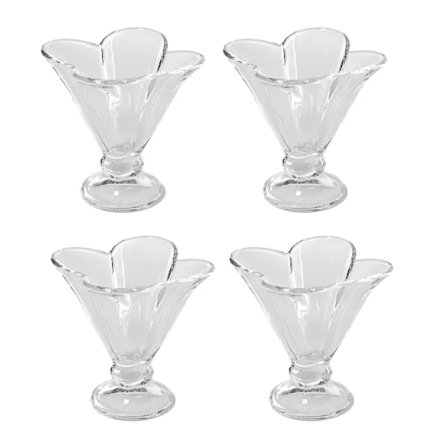 Intirilife Eisschalen Glas 4er Set 150 ml mit Standfuß
