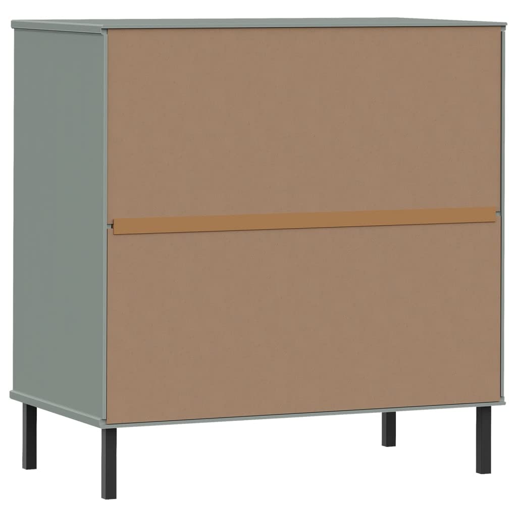 vidaXL Sideboard Grau 77x40x79,5 cm Massivholz Kommode 3 Schubladen