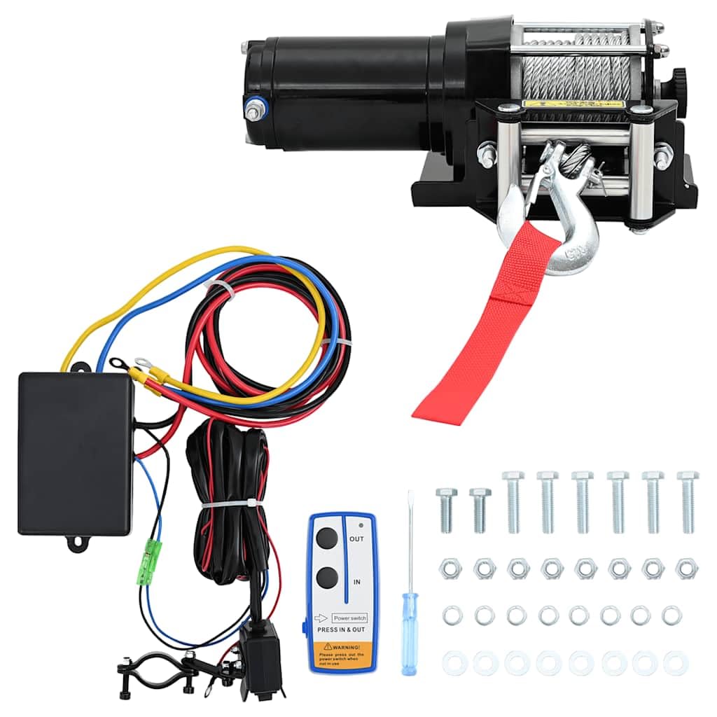 vidaXL Elektrische Seilwinde 12V 1360kg mit Montageplatte