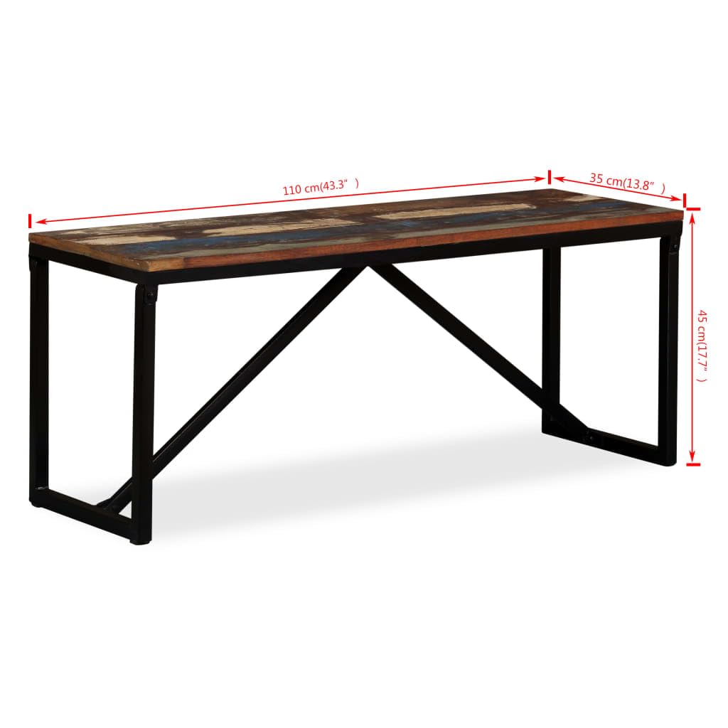 vidaXL Möbel Sitzbank Massivholz 110x35x45 Mehrfarbig
