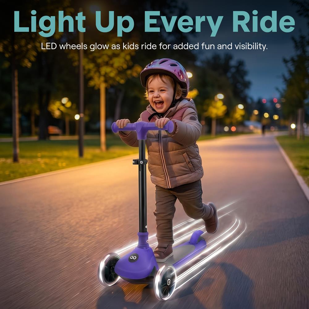 Serenelife Scooters Kinderroller LED Lila verstellbar 3 Räder