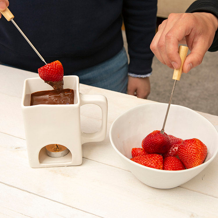Kikkerland Kitchen Fondue for Two Fondue-Set Keramik 2 Gabeln