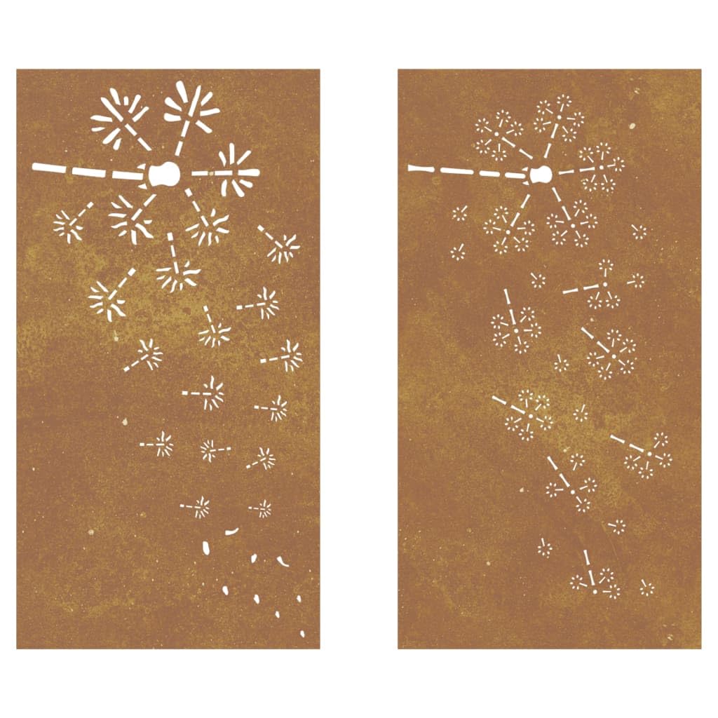 vidaXL Heim & Garten Wanddeko 105x55cm Cortenstahl Blumen 2-tlg