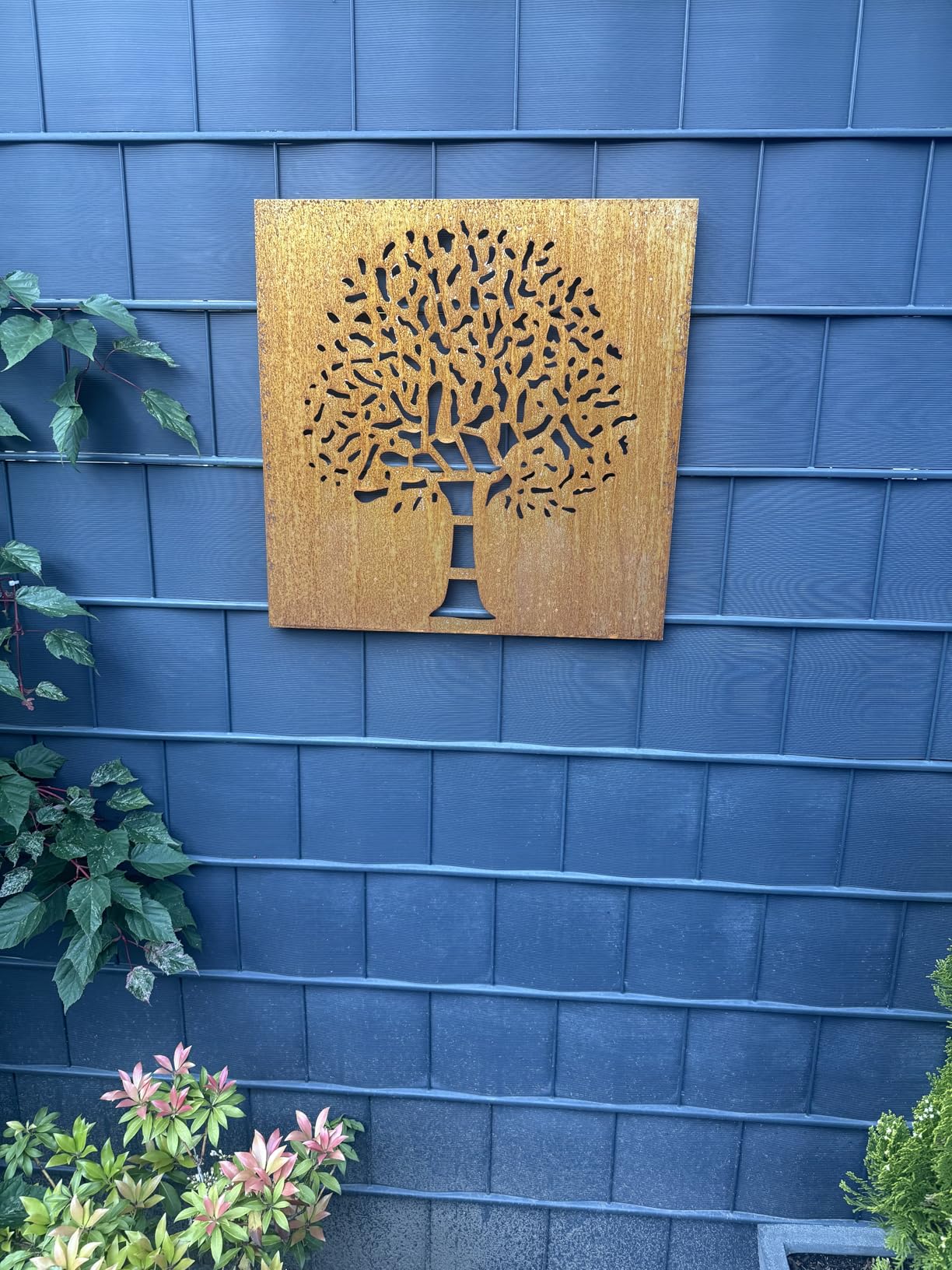 vidaXL Heim & Garten Wanddeko 55x55 cm Cortenstahl Baum-Design