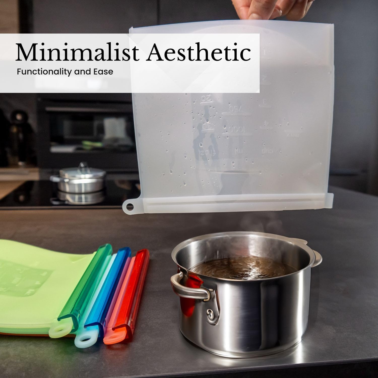 Intirilife Lebensmittelbeutel Silikon 1L 4er Set Zip