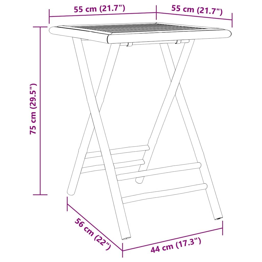 vidaXL Bistro-Set Bambus 3-tlg. klappbar 3278525 natur