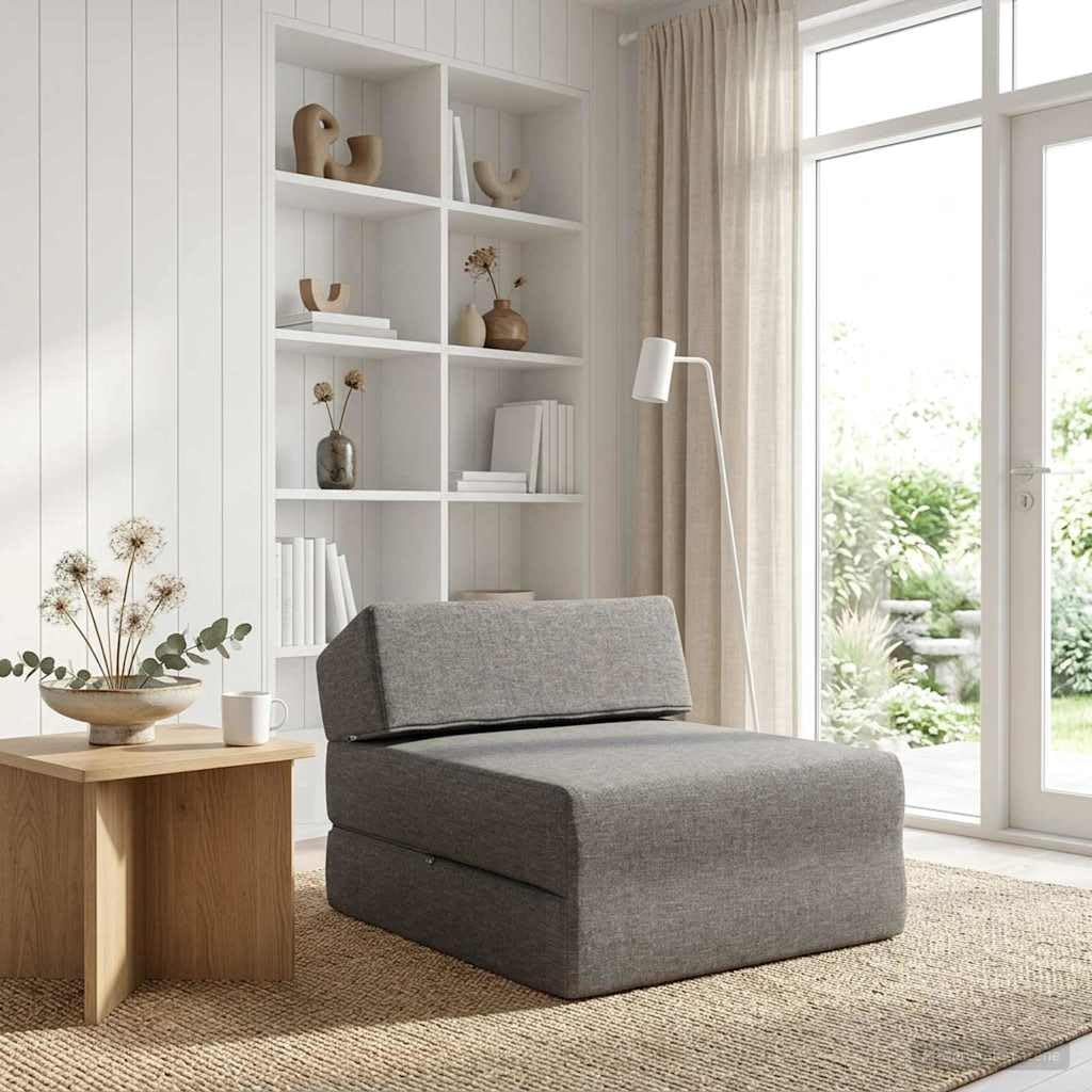 vidaXL Möbel Klappsofa Bett Hellgrau 60 cm Stoff Reissverschluss