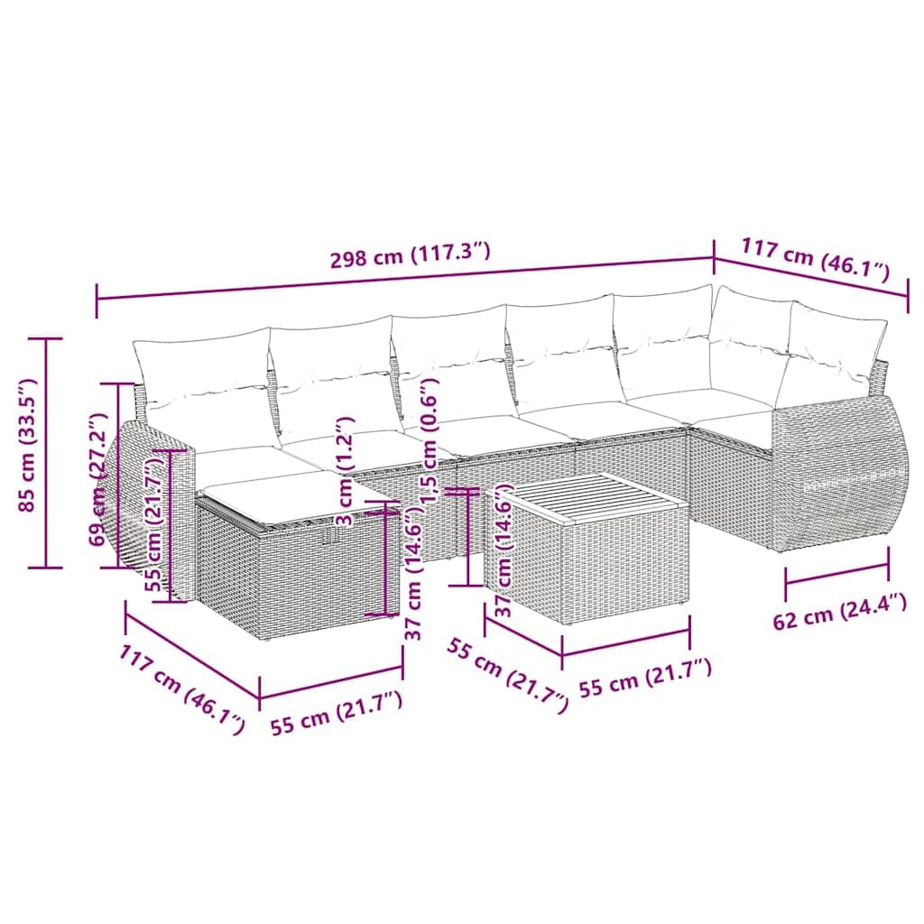 vidaXL Heim & Garten 8-tlg Garten-Sofagarnitur Schwarz Poly Rattan