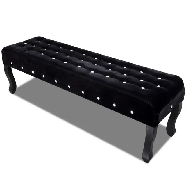 vidaXL Sitzbank Schwarz Samt 157 cm Kristallknöpfe
