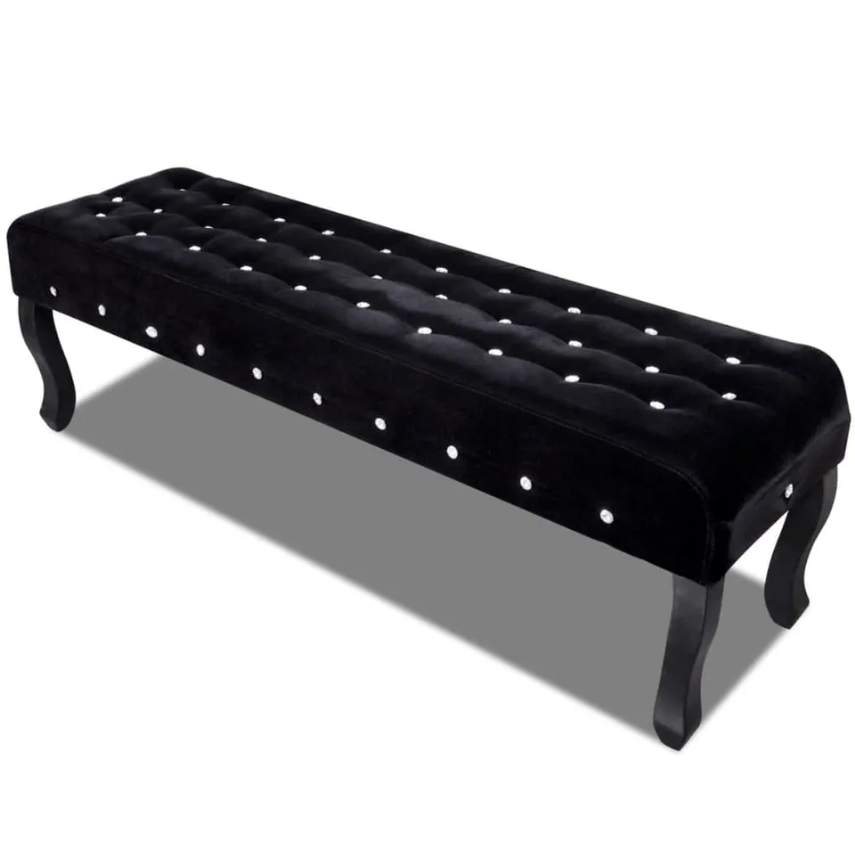 vidaXL Sitzbank Schwarz Samt 157 cm Kristallknöpfe