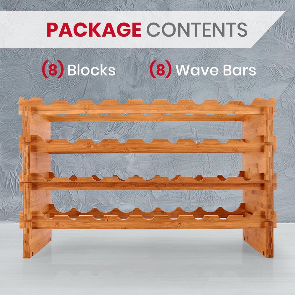 Serenelife Storage Weinregal Bambus 36 Flaschen 4 Ebenen