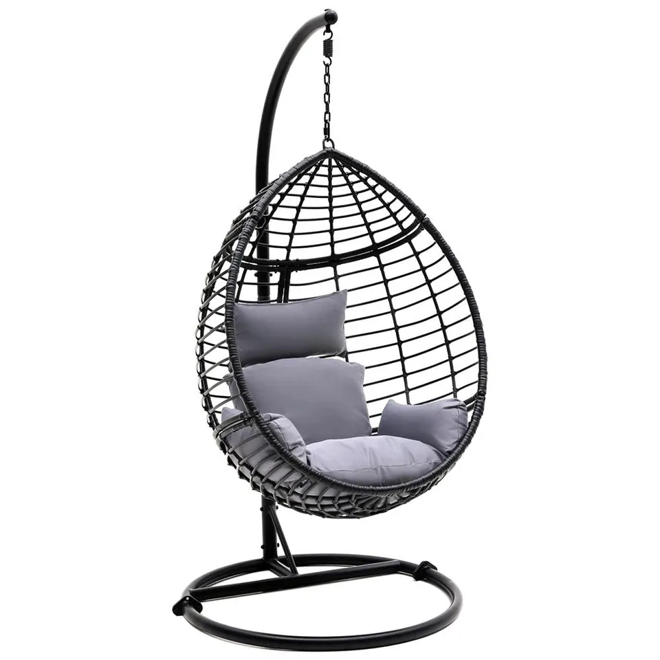 Serenelife Outdoor Swing Hängesessel Rattan grau Stahl