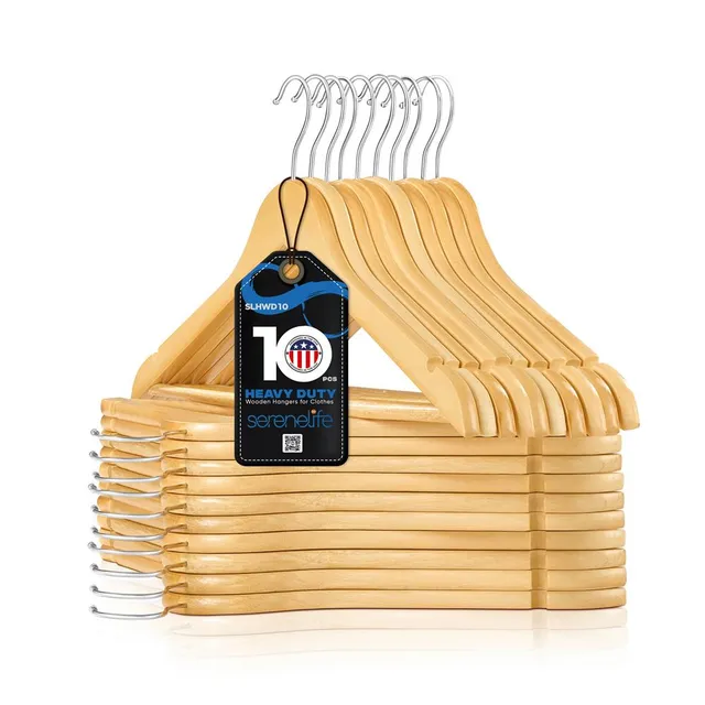 Serenelife Storage Holzbügel 10er Pack natur Holz