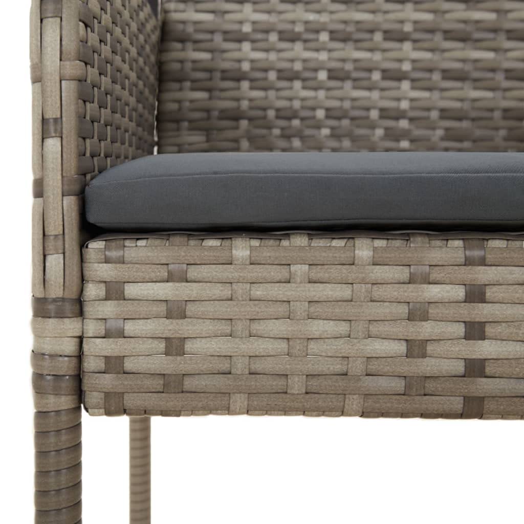 vidaXL Gartenstuhl 2x Set Poly Rattan grau mit Kissen