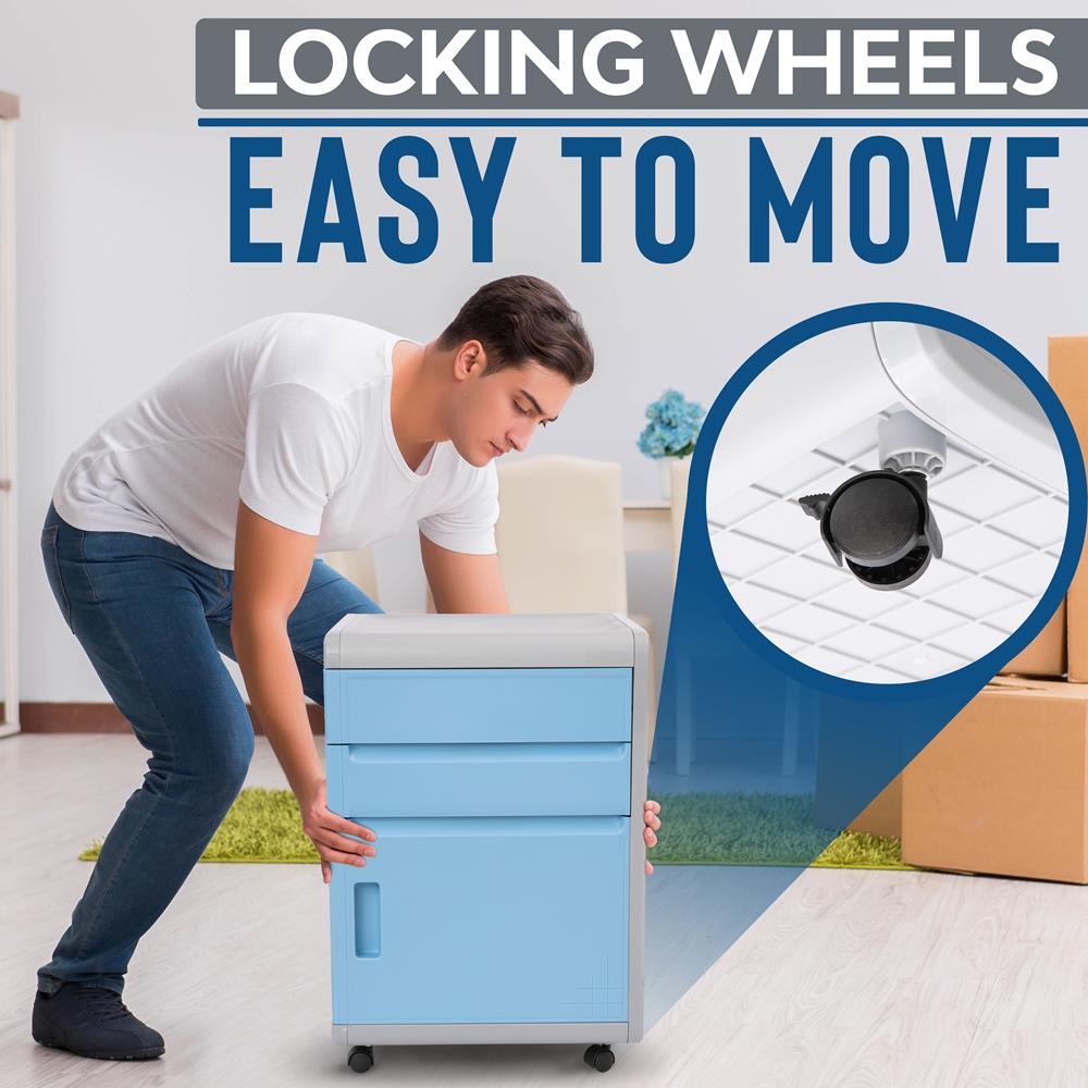 Serenelife Storage Rollschrank Aktenschrank mit Schloss 3-Fächer