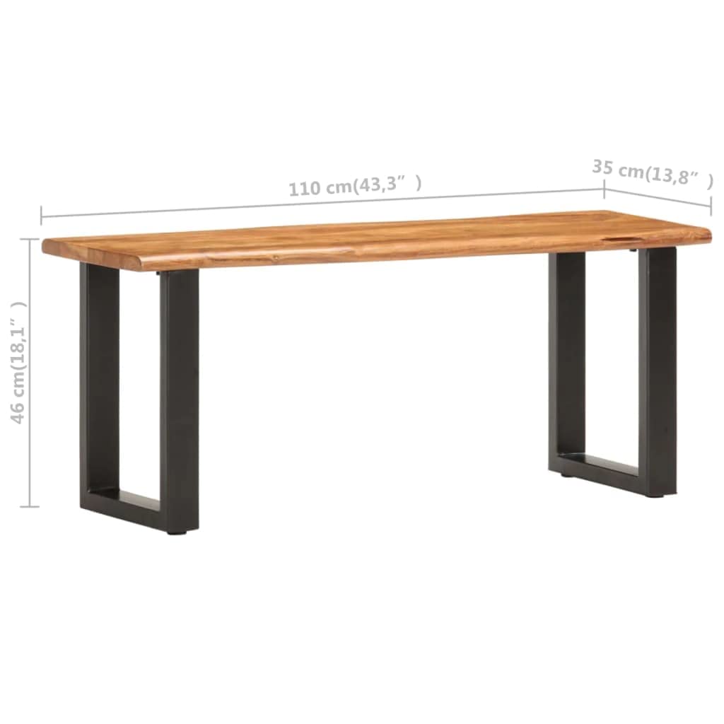 vidaXL Möbel Sitzbank Akazie 110 cm Naturkante Stahl