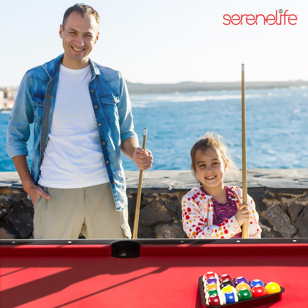 Serenelife Game Tables Billardtisch 6FT Rot Klappbar Komplettset