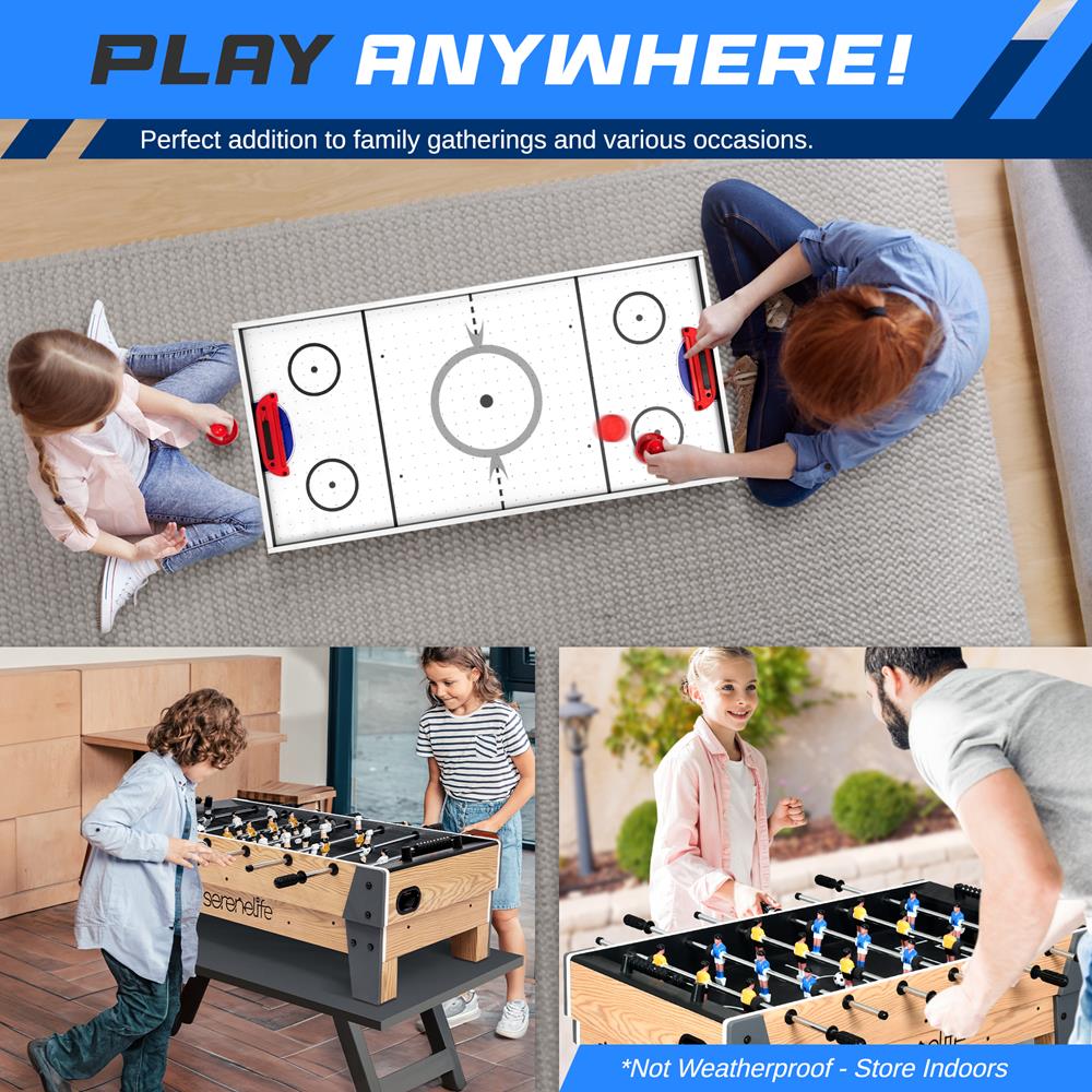 Serenelife Game Tables Spieltisch 2-in-1 Airhockey Kicker