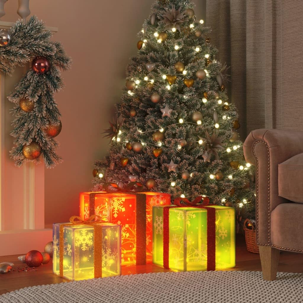 vidaXL Heim & Garten Geschenkboxen 3 Stk. LED Warmweiß