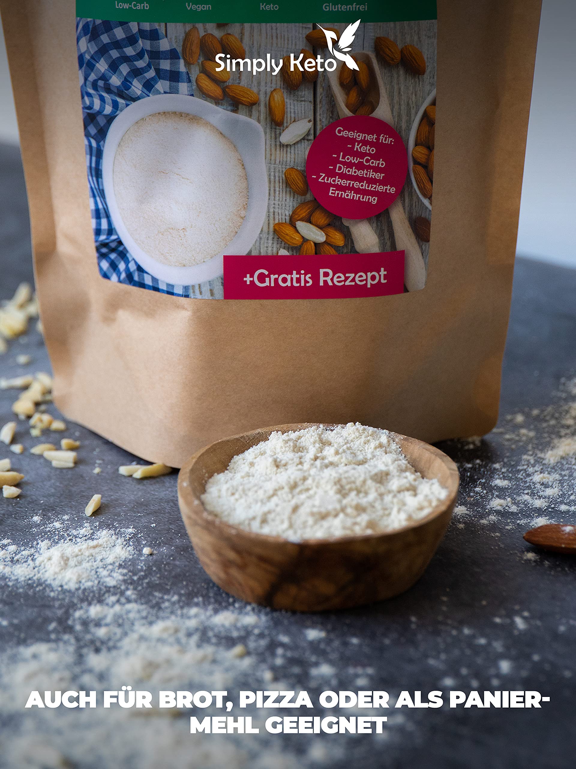 Simply Keto Mandelmehl entölt Backmehl 500 g glutenfrei