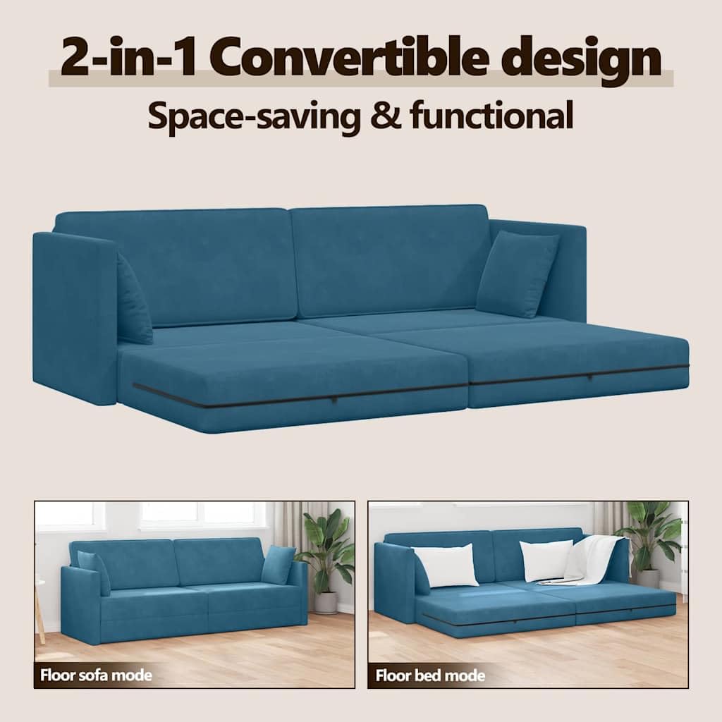 vidaXL Möbel Boden-Sofa-Bett Samt Blau 213 cm