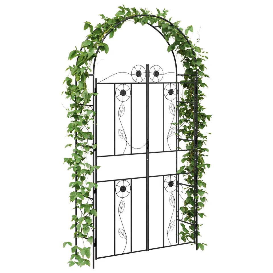 vidaXL Heim & Garten Gartenbogen 115x37x226 Schwarz Stahl