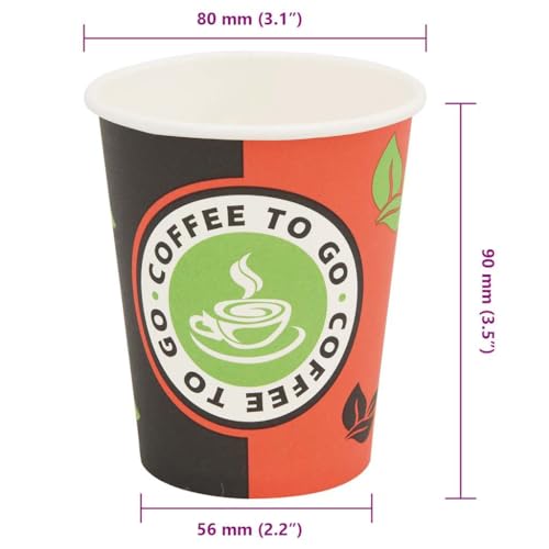 vidaXL Heim 1000 Einweg-Kaffeebecher Pappe 240ml To-Go