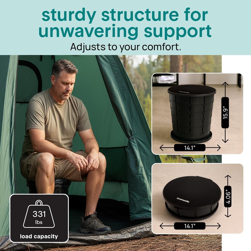 Serenelife Campingtoilette faltbar schwarz mit Beuteln 150kg