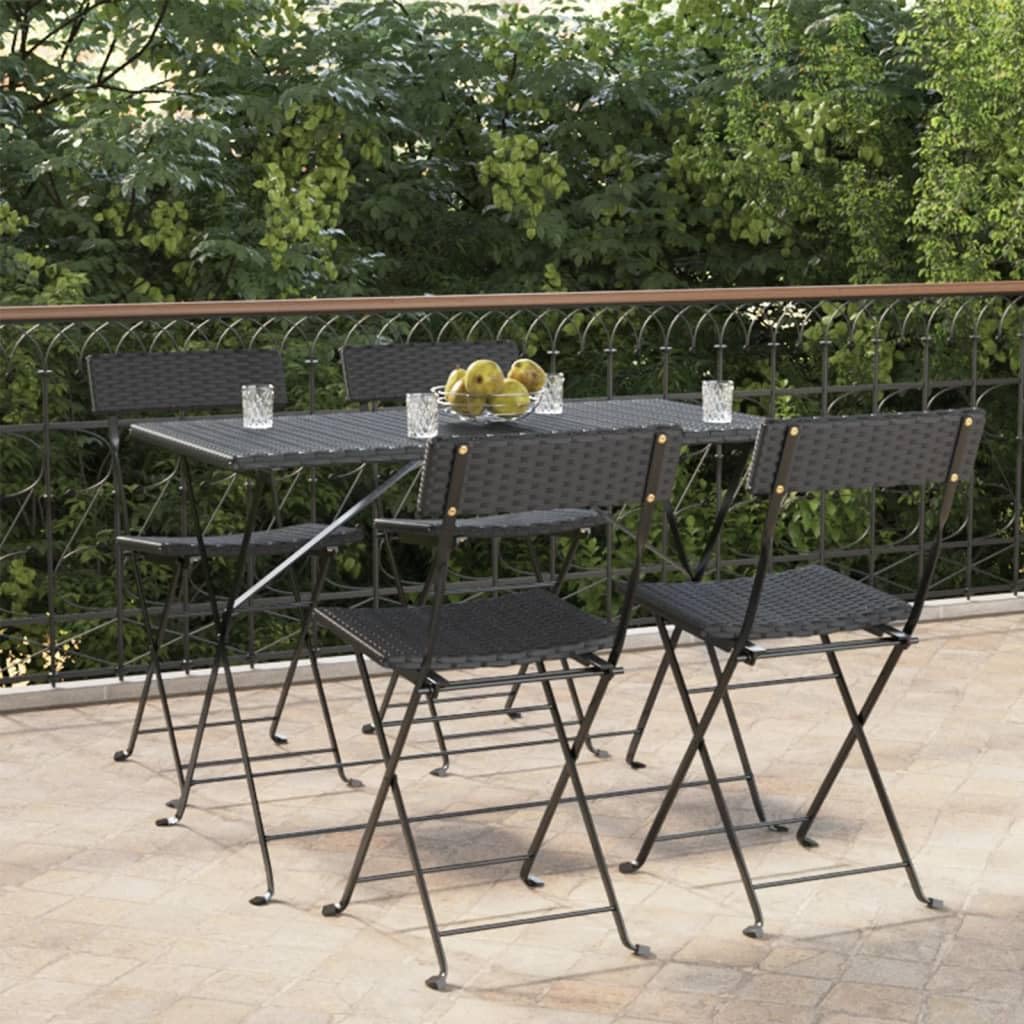 vidaXL Heim & Garten Klappstühle 4St Schwarz Rattan Stahl