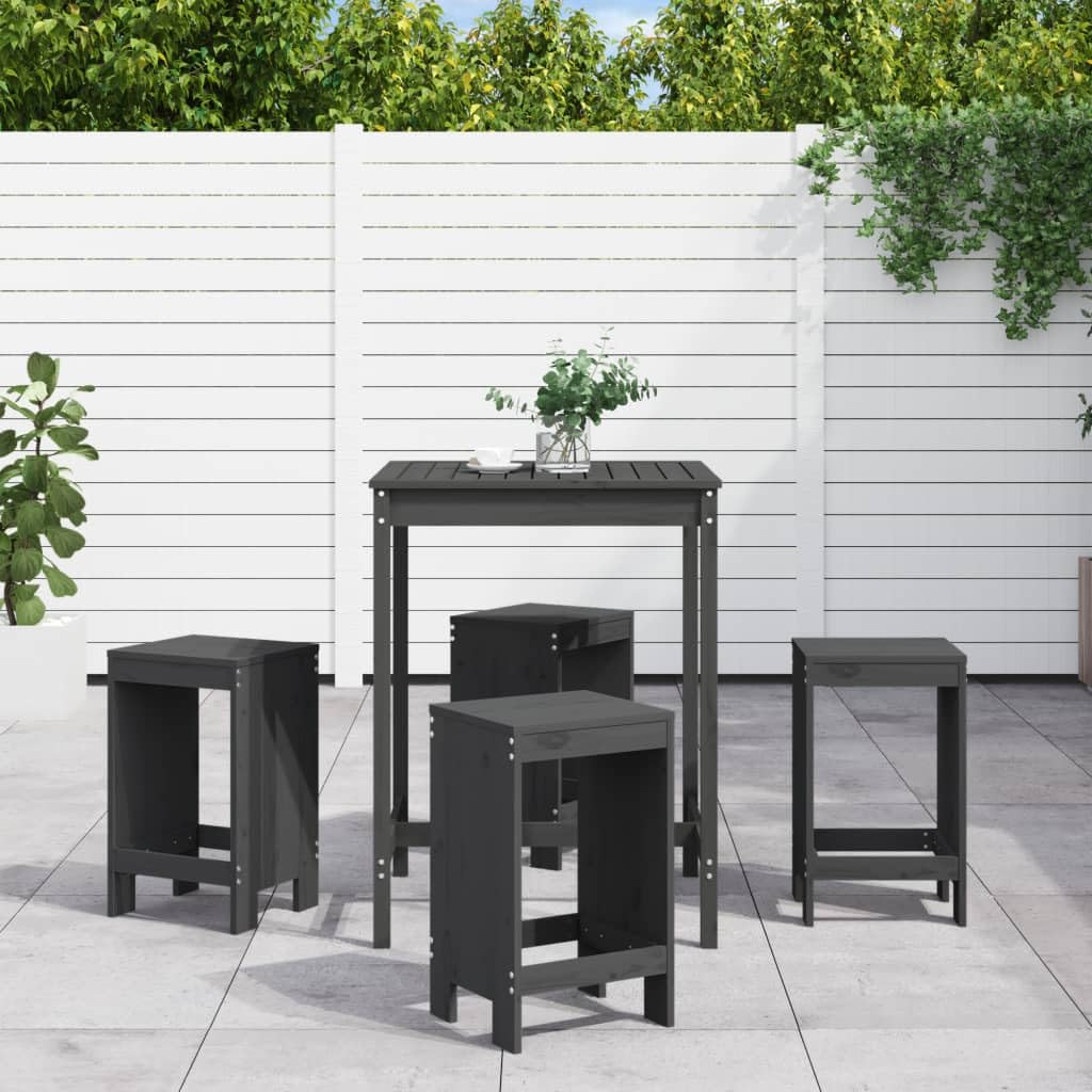 vidaXL Heim & Garten 5-tlg. Gartenbar-Set Holz Grau ohne Lehne