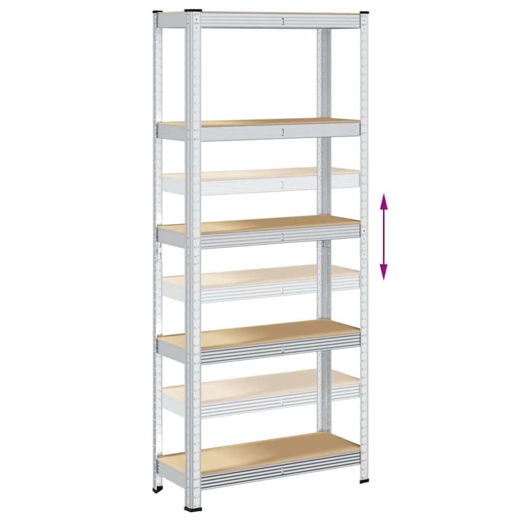 vidaXL Regal-Set 5 Böden 2 Stk Silber Schwerlastregal