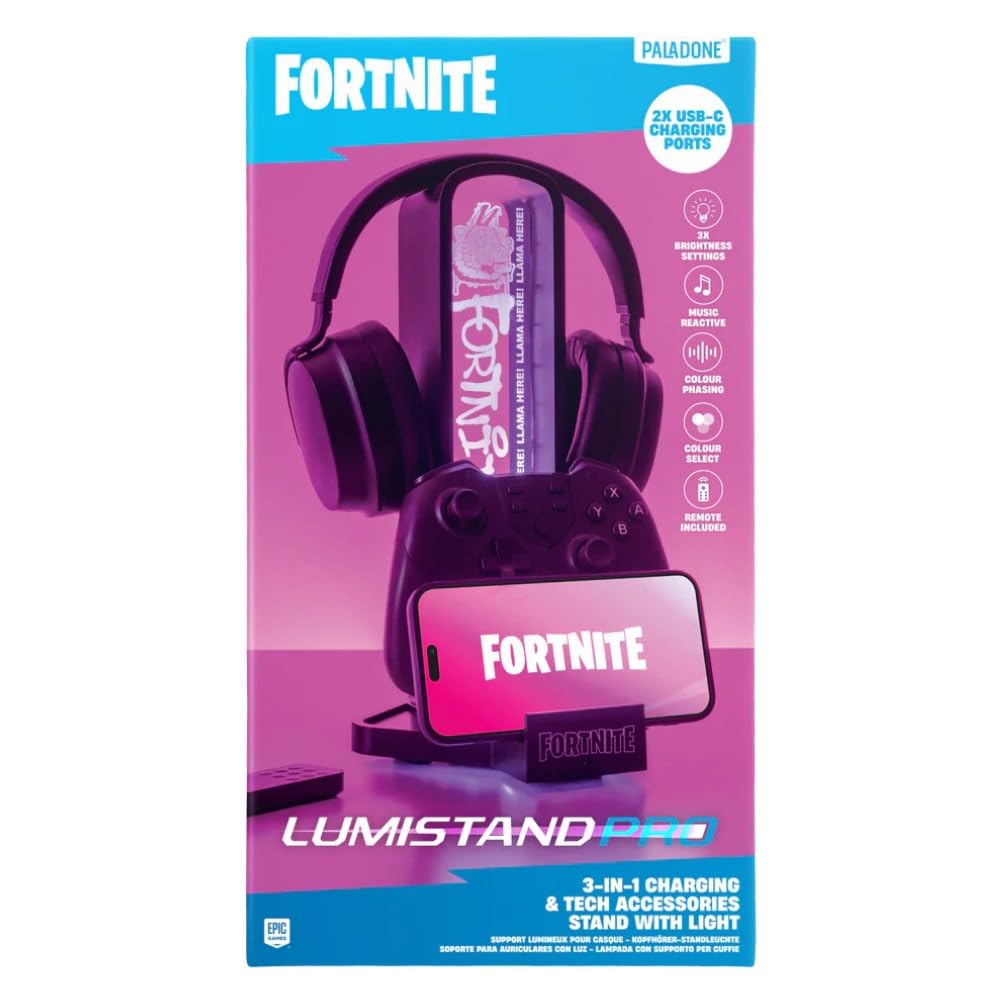 Paladone Fortnite Kopfhörerständer 3-in-1 RGB Ladestation