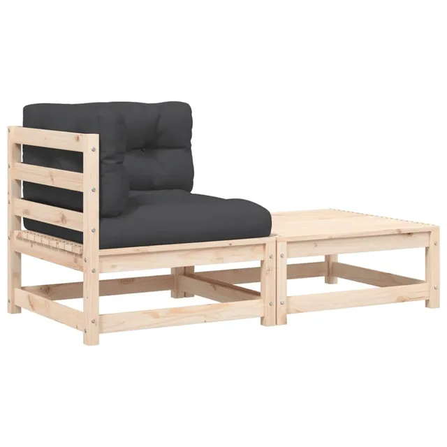 vidaXL Heim & Garten Garten-Ecksofa Kiefer mit Hocker Natur