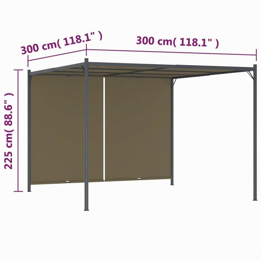 vidaXL Heim & Garten Pergola 3x3m Taupe Schiebedach Pavillon