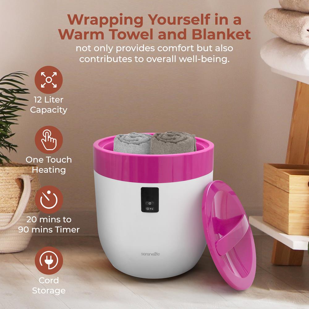 Serenelife Towel Warmers Handtuchwärmer 12L Pink Timer