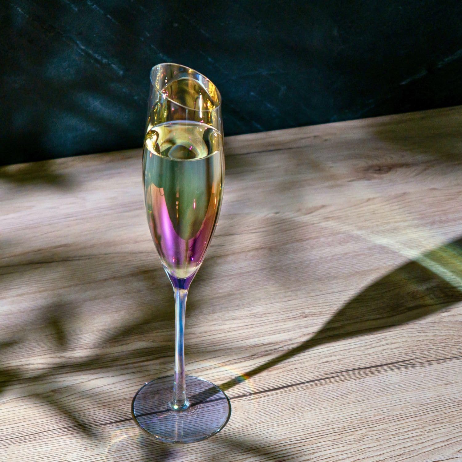 Intirilife Champagnerglas Regenbogen 150 ml 2er-Set Kristallglas