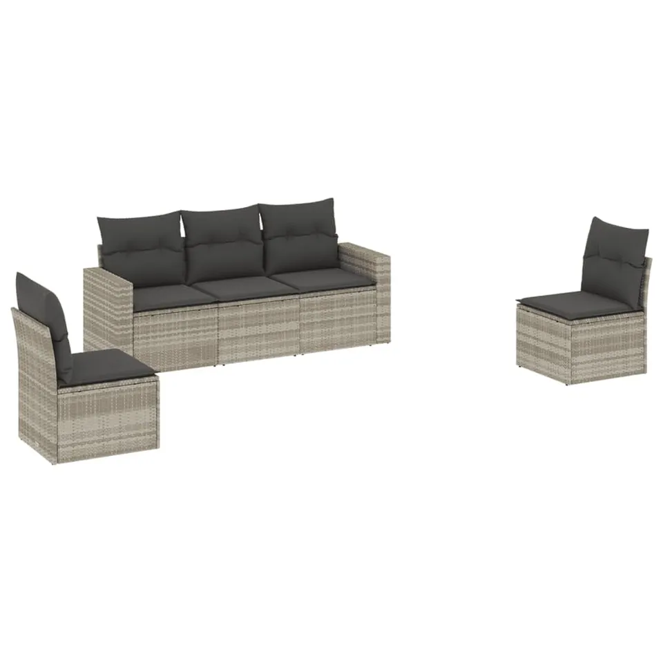 vidaXL Heim & Garten Garten-Sofagarnitur 5-tlg. hellgrau Rattan